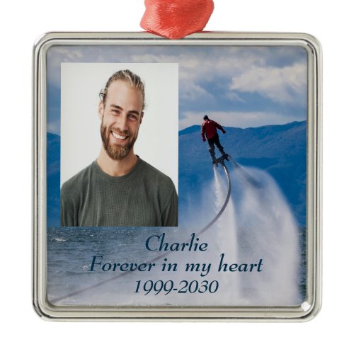 Custom Photo Memorial Keepsake Forever in my Heart Metal Ornament