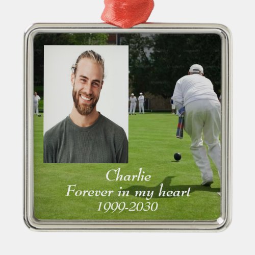 Custom Photo Memorial Keepsake Forever in my Heart Metal Ornament