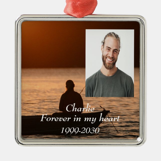 Custom Photo Memorial Keepsake Forever in my Heart Metal Ornament (Front)