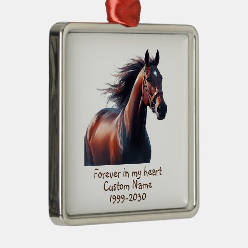Custom Photo Memorial Keepsake Horse Metal Ornament
