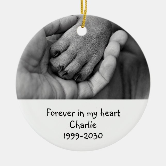 Custom Photo Memorial Keepsake Pet Dog   Ceramic Ornament (Front)