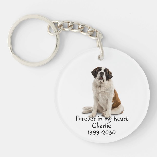 Custom Photo Memorial Keepsake Pet Dog  Keychain (Front)