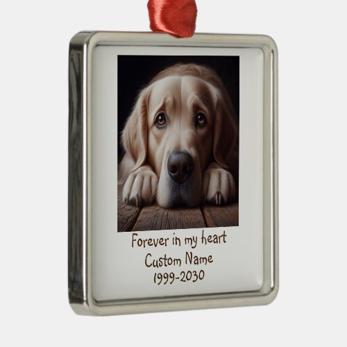 Custom Photo Memorial Keepsake Pet Dog   Metal Ornament