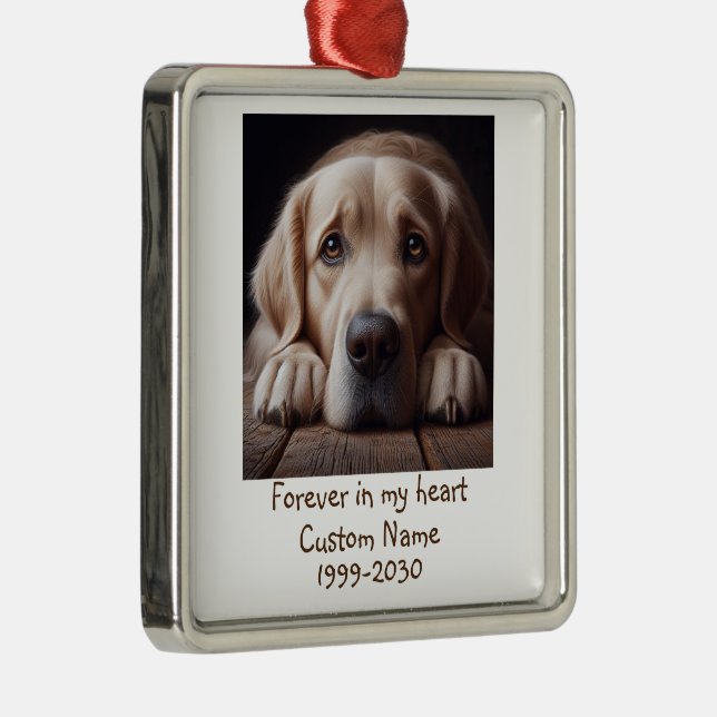 Custom Photo Memorial Keepsake Pet Dog   Metal Ornament (Right)