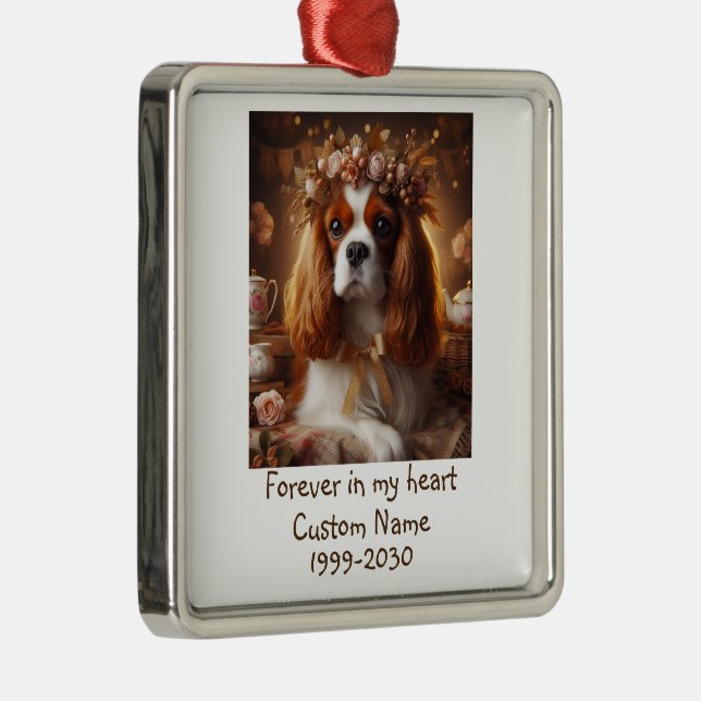 Custom Photo Memorial Keepsake Pet Dog   Metal Ornament (Right)