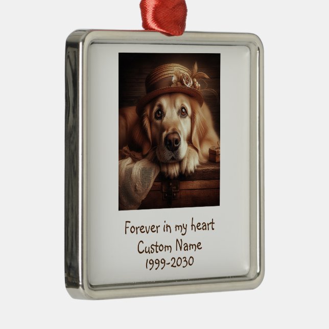 Custom Photo Memorial Keepsake Pet Dog   Metal Ornament (Right)