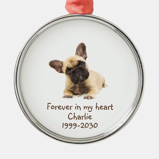 Custom Photo Memorial Keepsake Pet Dog  Metal Ornament (Front)