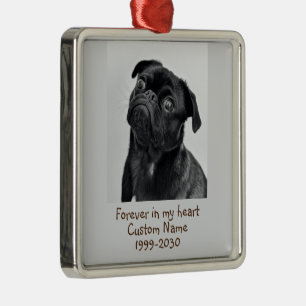 Custom Photo Memorial Keepsake Pug Dog Metal Ornament