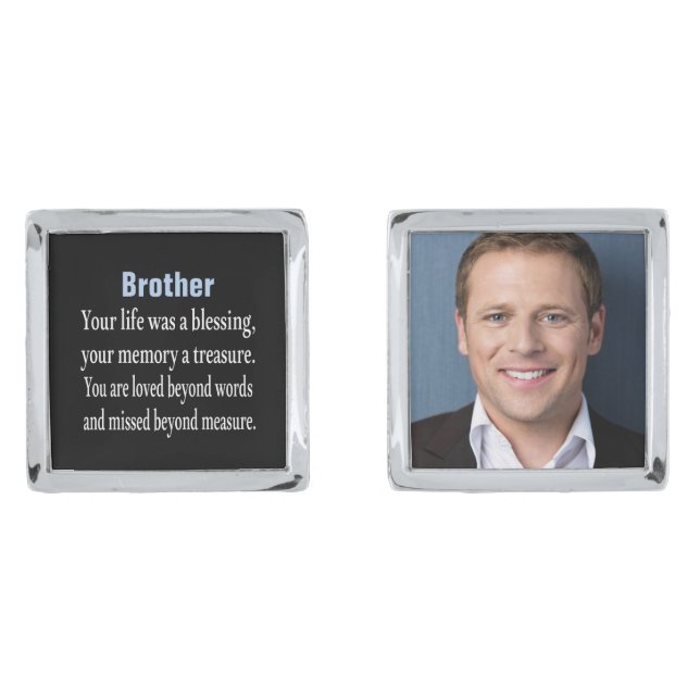 Custom Photo Memorial Monogram Groom Cufflinks (Front)