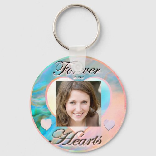Custom Photo Memorial Oyster Pearl Colors Keychain