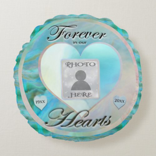 Custom Photo Memorial Oyster Pearl Colors Round Pillow