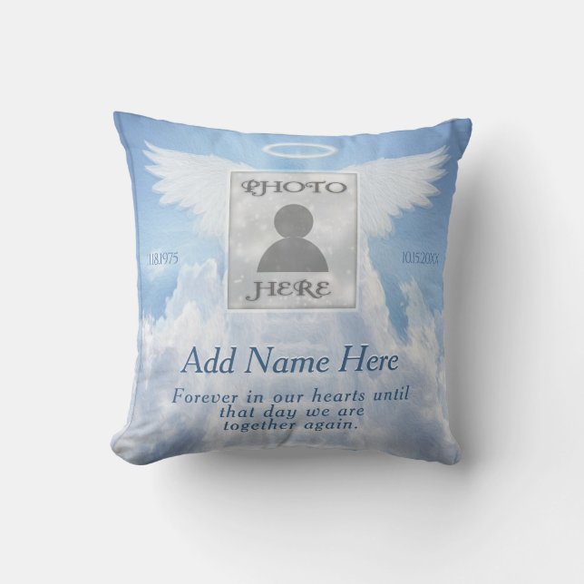 Custom Photo Memorial Stairway to Heaven Throw Pillow (Front)