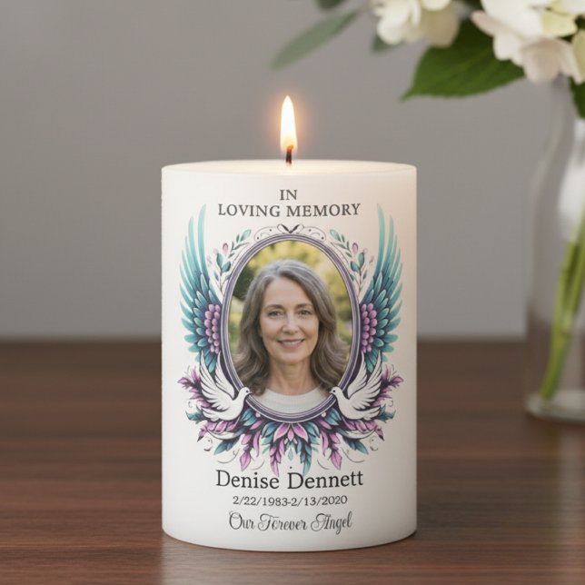 Custom Photo Memorial - Suicide Loss Sympathy Gift Pillar Candle (Bereavement Gift Sympathy Candle)
