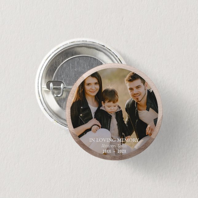 Custom Photo Memorial Tribute Button - Personalize (Front & Back)