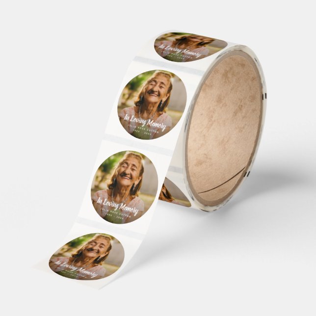 Custom Photo Memorial Tribute Funeral Death Classic Round Sticker (Roll)