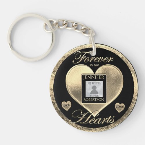 Custom Photo Memorial with Hearts Keychain