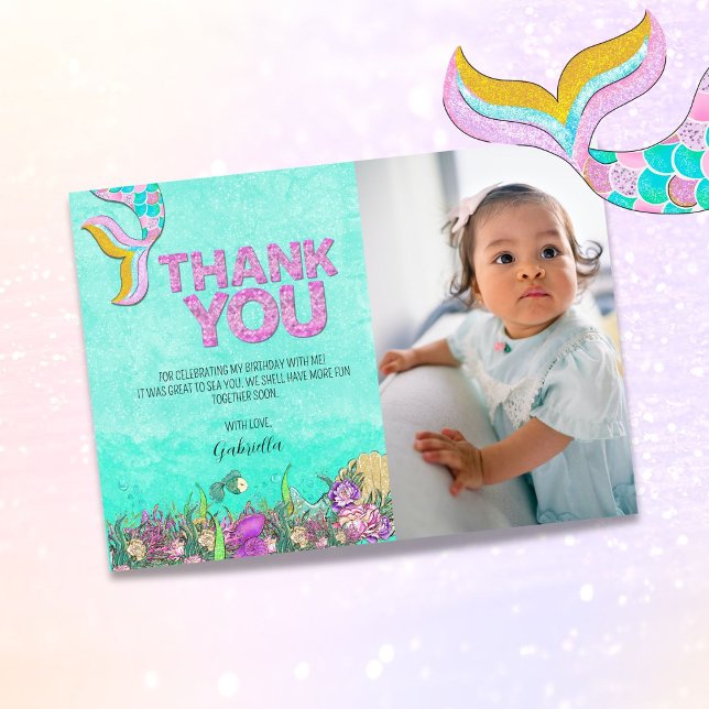 Custom Photo Mermaid 1st Birthday Invitation (Creator Uploaded)