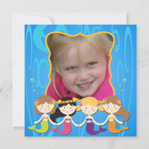 Custom Photo Mermaid Birthday Invitation