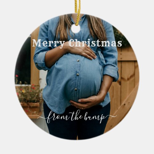 custom photo merry Christmas from the bump Ceramic Ornament