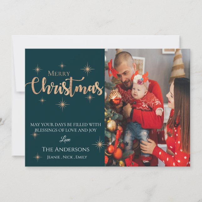 Custom  Photo | Merry Christmas | Holiday Card (Front)