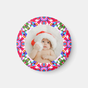 Custom Photo Merry Christmas Modern Colorful Magnet