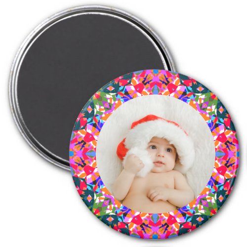 Custom Photo Merry Christmas Modern Colourful Magnet