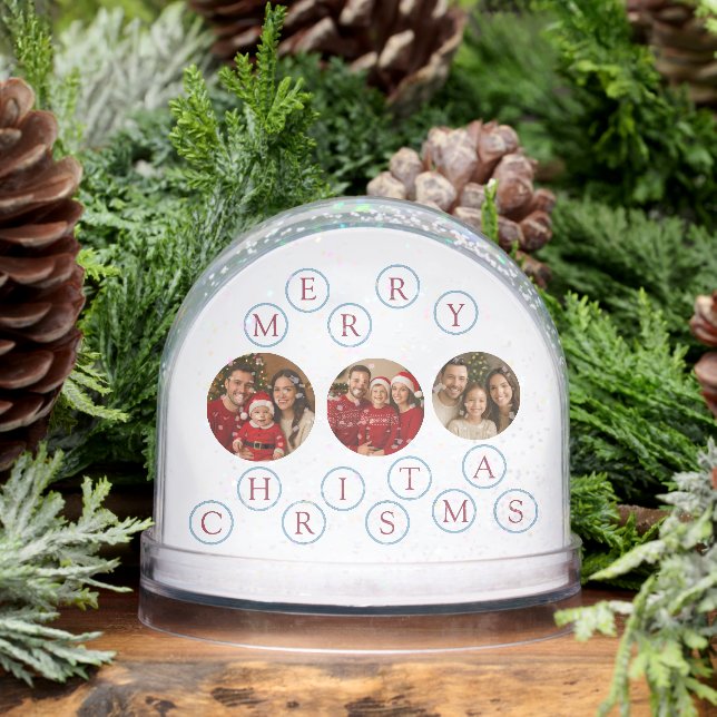 Custom Photo Merry Christmas Snow Globe (Winter)