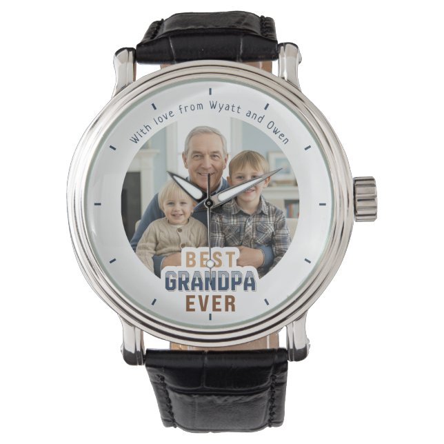 Custom Photo Message Best Grandpa Ever Watch (Front)