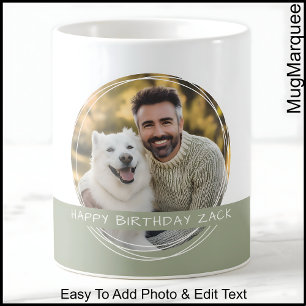 Custom Photo & Message White & Green C22 Memory Coffee Mug