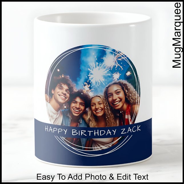 Custom Photo & Message White & Navy C41 Memory Coffee Mug (Creator Uploaded)