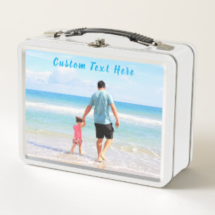 Custom Photo Metal Lunch Box Personalized Text