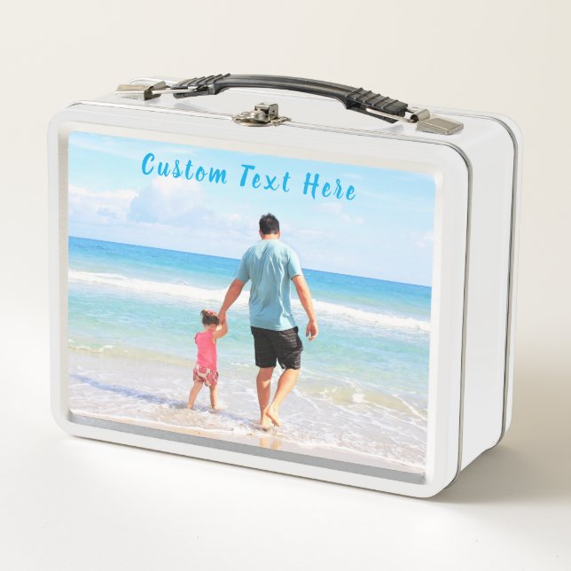 Custom Photo Metal Lunch Box Your Photos and Text (Front)
