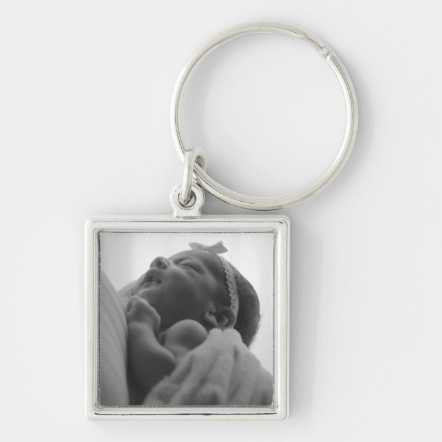  Custom Photo Metal Square Charm Keychain (Front)
