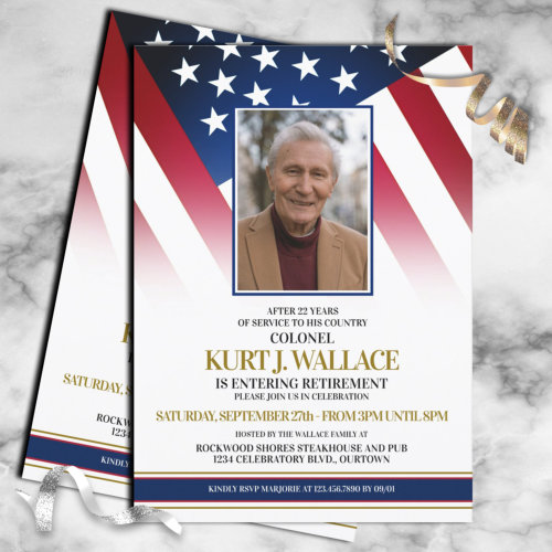 Custom Photo Military Retirement Party Invitation