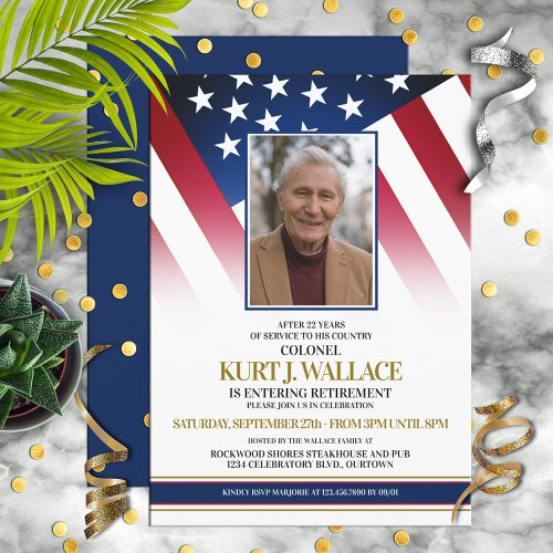 Custom Photo Military Retirement Party Invitation