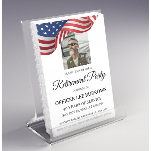 Custom Photo Military Retirement Party Invitation