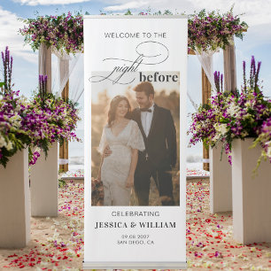 Custom Photo Minimal Rehearsal Dinner Welcome Retractable Banner