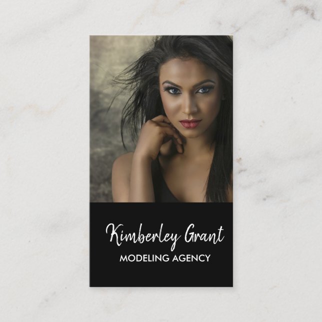 Custom photo modeling black business card (Front)