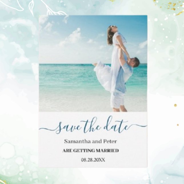 Custom Photo Moden Beach Save the Date Invitation (Announce your special day with a custom photo modern beach save the date invitation.  )