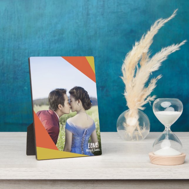 Custom photo modern abstract yellow photo display plaque (Side)