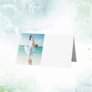 Custom Photo Modern Beach Wedding Place Card