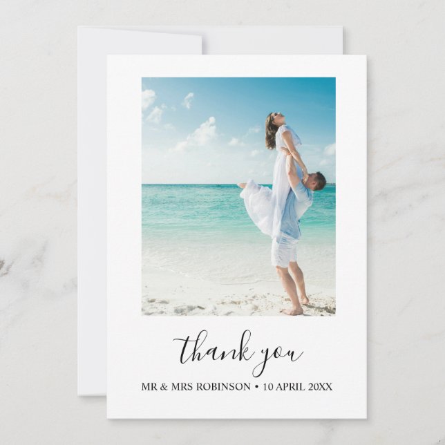 Custom Photo Modern Beach Wedding thank you  Invitation (Front)