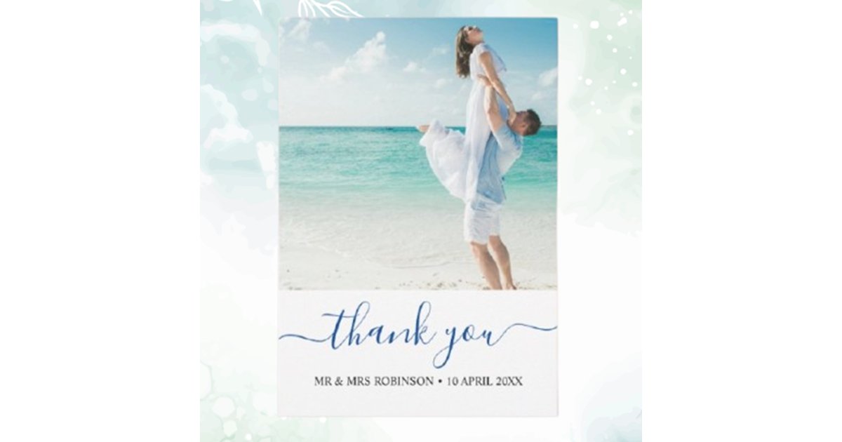 Custom Photo Modern Beach Wedding thank you Theme Card | Zazzle