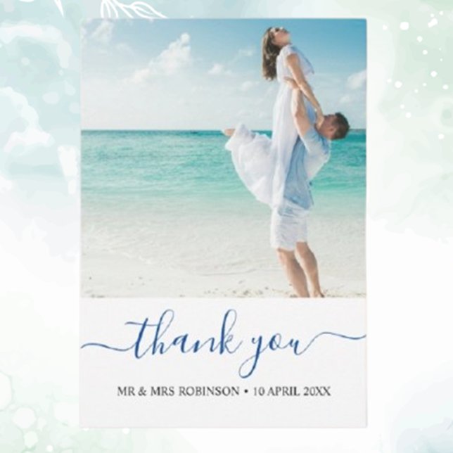 Custom Photo Modern Beach Wedding thank you Theme Card (Express heartfelt gratitude with custom photo modern beach wedding thank you cards. Personalize your)