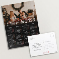 Custom Photo Modern Black Calendar 2026 Family