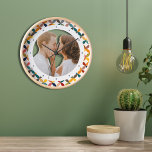 Custom Photo Modern Colorful Personalized Clock<br><div class="desc">Custom Photo Modern Colorful Personalized Clock features a colorful modern geometric pattern with your favorite photo in the center. PHOTO TIP: center your photo prior to uploading to Zazzle. Designed by Evco Studio www.zazzle.com/store/evcostudio</div>