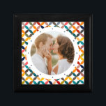 Custom Photo Modern Colorful Personalized Gift Box<br><div class="desc">Custom Photo Modern Colorful Personalized Gift Box features a colorful modern geometric pattern with your favorite photo in the center. PHOTO TIP: center your photo prior to uploading to Zazzle. Designed by Evco Studio www.zazzle.com/store/evcostudio</div>