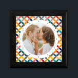 Custom Photo Modern Colorful Personalized Gift Box<br><div class="desc">Custom Photo Modern Colorful Personalized Gift Box features a colorful modern geometric pattern with your favorite photo in the center. PHOTO TIP: center your photo prior to uploading to Zazzle. Designed by Evco Studio www.zazzle.com/store/evcostudio</div>