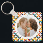 Custom Photo Modern Colorful Personalized Keychain<br><div class="desc">Custom Photo Modern Colorful Personalized Keychain features a colorful modern geometric pattern with your favorite photo in the center. PHOTO TIP: center your photo prior to uploading to Zazzle. Perfect as a gift for mom,  dad,  grandparents,  friends,  family and more. Designed by Evco Studio www.zazzle.com/store/evcostudio</div>