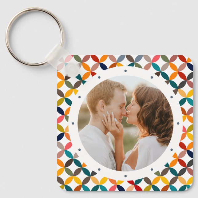 Custom Photo Modern Colorful Personalized Keychain (Front)